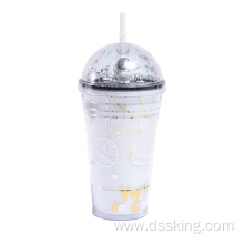 Double plastic cup Creative Planet cartoon water cup